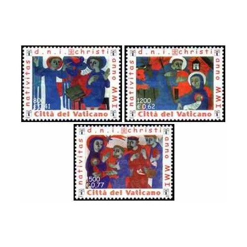 3 عدد تمبر کریسمس - واتیکان 2001 ارزش روی تمبرها 1.8 یورو