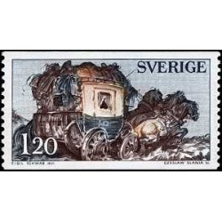 1 عدد  تمبر کالسکه پستی - سوئد 1971
