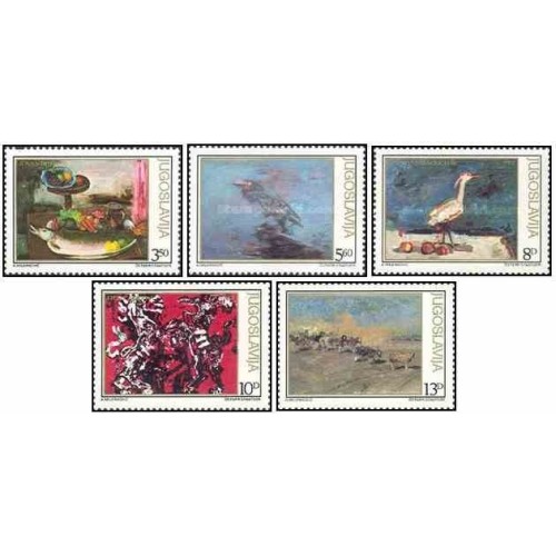 5 عدد تمبر تابلو نقاشی - نقاشی حیوانات - یوگوسلاوی 1981