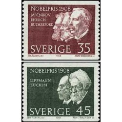 2 عدد  تمبر برندگان جایزه نوبل 1908 - سوئد 1968