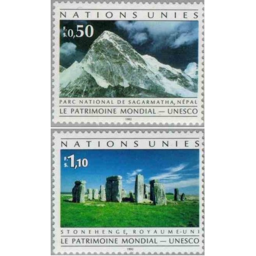 2 عدد تمبر میراث فرهنگی و اجتماعی انسان - ژنو سازمان ملل 1992 ارزش روی تمبر 1.6 فرانک سوئیس