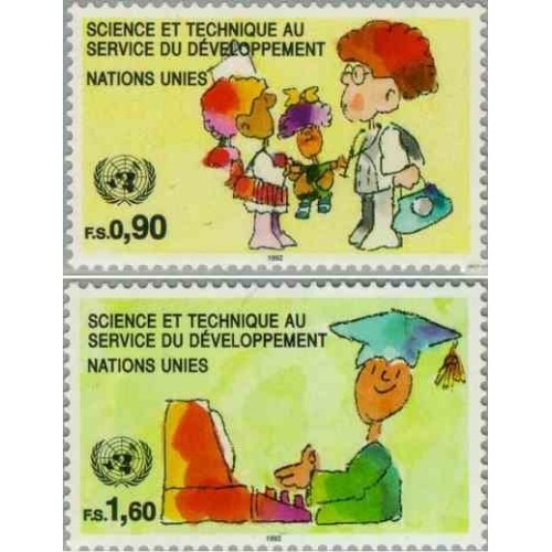2 عدد تمبر چهل و پنجمین سالگرد WHO - سازمان بهداشت جهانی - ژنو سازمان ملل 1992 ارزش اسمی 2.7 فرانک سوئیس