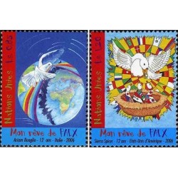 2 عدد تمبر روز جهانی صلح - ژنو سازمان ملل 2006 ارزش اسمی 2.05 فرانک سوئیس