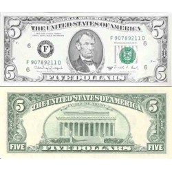 اسکناس 5 دلار - آمریکا 1988 سری F آتلانتا - مهر سبز سفارشی