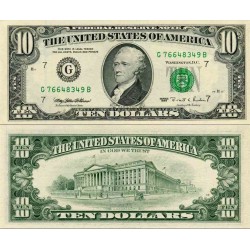 اسکناس 10 دلار - آمریکا 1995 سری G شیکاگو - مهر سبز - سفارشی
