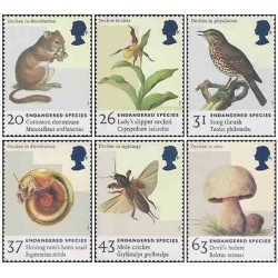 6 عدد تمبر گونه های در معرض خطر- انگلیس 1998 ارزش اسمی 2.2 پوند