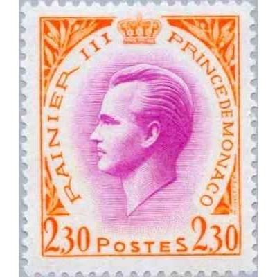1 عدد تمبر سری پستی - شاهزاده رینیر سوم - 2.3Fr - موناکو 1966 قیمت 2.3 دلار