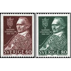 2 عدد  تمبر ناتان سودربلوم - روحانی - سوئد 1966