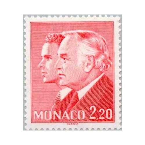 1 عدد تمبر سری پستی - پادشاه رینیر سوم و شاهزاده آلبرت - 2.2Fr - موناکو 1985