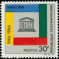 1 عدد تمبر بیستمین سالگرد تاسیس یونسکو - جمهوری آفریقای مرکزی 1966