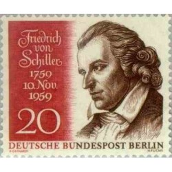 1 عدد تمبر یادبود فردریش فون شیلر - نویسنده و شاعر - برلین آلمان 1959