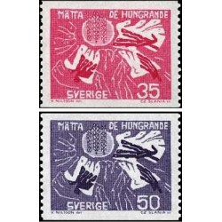 2 عدد  تمبر کمپین جهانی برای رهایی از گرسنگی - سوئد 1963