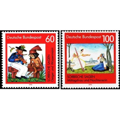 2 عدد تمبر افسانه های سوربی- جمهوری فدرال آلمان 1991