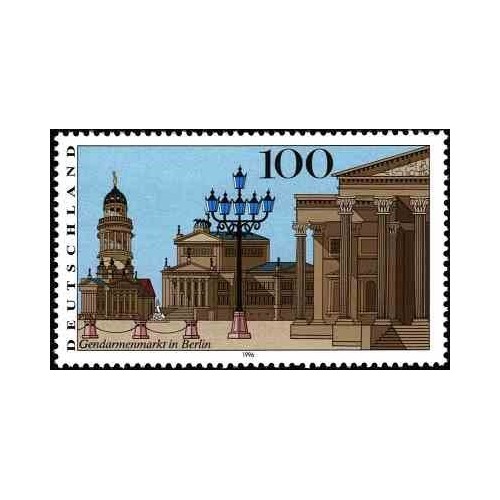 1 عدد تمبر منظره شهری  ژاندارمن مارکت  - جمهوری فدرال آلمان 1996