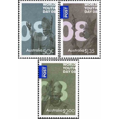 3 عدد تمبر روز جهانی جوانان - پاپ - استرالیا 2008 ارزش اسمی 3.85 دلار استرالیا