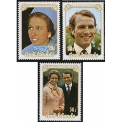3 عدد تمبر ازدواج سلطنتی - جزایر کوک 1973