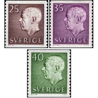 3 عدد  تمبر سری پستی -پادشاه گوستاف ششم آدولف سوئد - ارزش های جدید - سوئد 1961