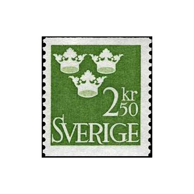 1 عدد  تمبر سری پستی -سه تاج  - ارزش جدید - سوئد 1961