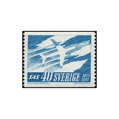 1 عدد  تمبر هوانوردی - SAS، خطوط هوایی اسکاندیناوی - سوئد 1961