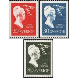 3 عدد  تمبر صدمین سالگرد تولد سلما لاگرلوف - نویسنده - سوئد 1958