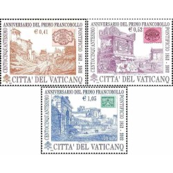 3 عدد تمبر صد و پنجاهمین سالگرد تمبرهای پستی ایالات رومی - واتیکان 2002 ارزش اسمی 1.96 یورو