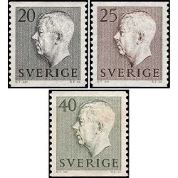 3 عدد  تمبر سری پستی - پادشاه گوستاف ششم آدولف سوئد - حکاکی جدید با نقش - سوئد 1957
