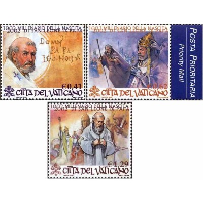 3 عدد تمبر صدمین سالگرد تولد پاپ لئو نهم - واتیکان 2002 ارزش اسمی 2.32 یورو