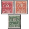 3 عدد  تمبر سری پستی - کنده کاری های سنگی - رقم های جدید - سوئد 1957