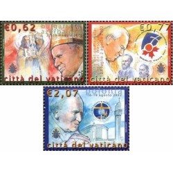 3 عدد تمبر سفرهای پاپ ژان پل دوم - واتیکان 2003 ارزش اسمی 3.46 یورو