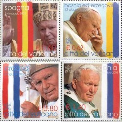 4 عدد تمبر سفرهای پاپ ژان پل دوم - واتیکان 2004 قیمت 12.58 دلار