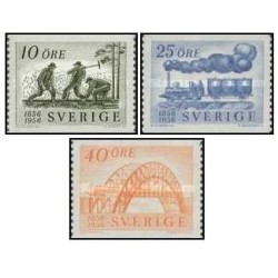 3 عدد  تمبر راه آهن - سوئد 1956