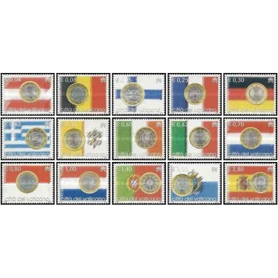 15 عدد تمبر یورو - واحد پول رایج - واتیکان 2004  ارزش اسمی 11.6 یورو - قیمت 24.6 دلار