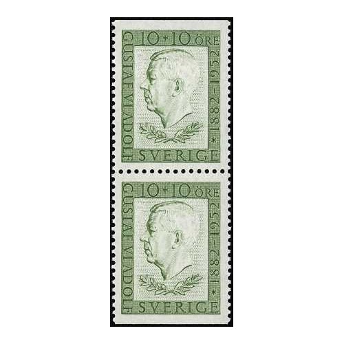 2 عدد  تمبر سری پستی - هفتادمین سالگرد تولد گوستاو ششم آدولف - جفت بوکلتی - 10+10- سوئد 1952