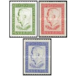 3 عدد  تمبر سری پستی - هفتادمین سالگرد تولد گوستاو ششم آدولف- سوئد 1952