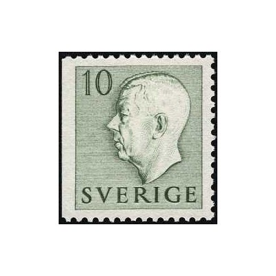 1 عدد  تمبر سری پستی - پادشاه گوستاف ششم آدولف سوئد - 10RE- سوئد 1951