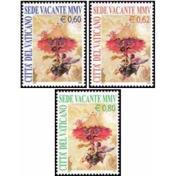 3 عدد تمبر مرگ پاپ ژان پل دوم - واتیکان 2005 ارزش اسمی روی تمبرها 2 یورو