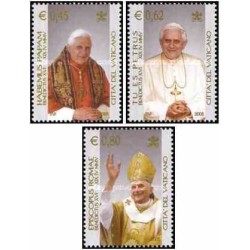 3 عدد تمبر پاپ بندیکت شانزدهم - واتیکان 2005 ارزش اسمی روی تمبرها 1.87 یورو