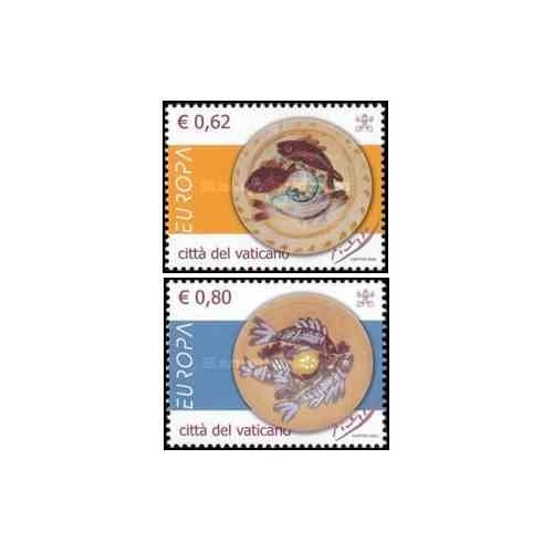 2 عدد تمبر مشترک اروپا - Europa cept - غذا شناسی - واتیکان 2005 ارزش اسمی روی تمبر 1.42 یورو