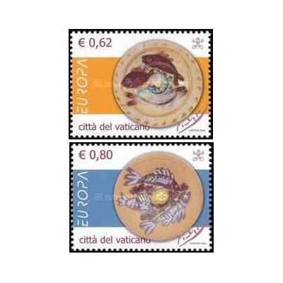 2 عدد تمبر مشترک اروپا - Europa cept - غذا شناسی - واتیکان 2005 ارزش اسمی روی تمبر 1.42 یورو