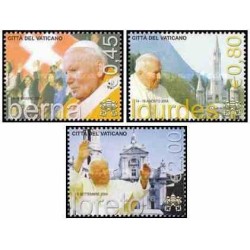 3 عدد تمبر سفرهای پاپ ژان پل دوم - واتیکان 2005 ارزش اسمی روی تمبر 3.25 یورو