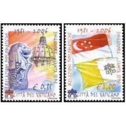 2 عدد تمبر بیست و پنجمین سالگرد روابط دیپلماتیک بین واتیکان و سنگاپور - واتیکان 2006 ارزش اسمی 2.85 یورو