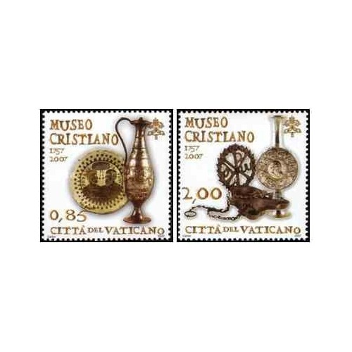 2 عدد تمبر 250 سالگرد موزه مسیحی - واتیکان 2007 ارزش اسمی 2.85 یورو