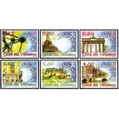 6 عدد تمبر پنجاهمین سالگرد قراردادهای رم - واتیکان 2007 ارزش اسمی 6.7 یورو