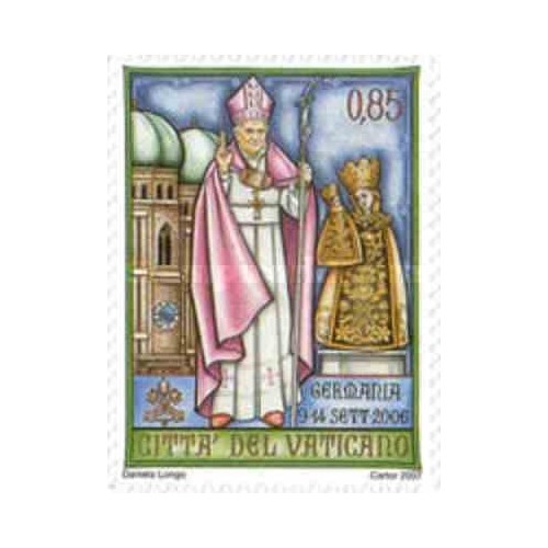 1 عدد تمبر سفرهای پاپ بندیکت - بیدندانه - واتیکان 2007 ارزش اسمی 0.85 یورو