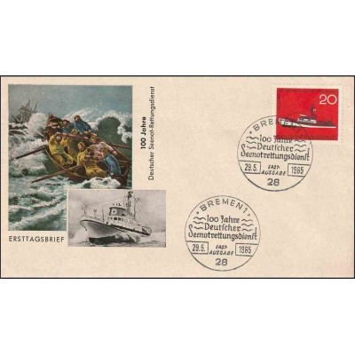 پاکت مهر روز تمبر صدمین سالگرد خدمات نجات - جمهوری فدرال آلمان 1965