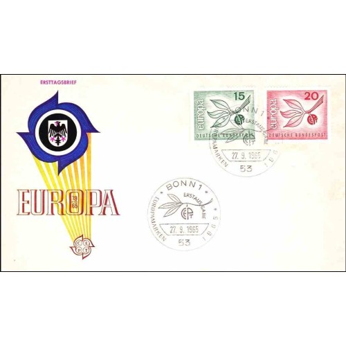 پاکت مهر روز تمبر مشترک اروپا - Europa Cept - 1 - جمهوری فدرال آلمان 1965 پاکت مهر روز تمبر مشترک اروپا - Europa Cept - 1 - جمهوری فدرال آلمان 1965