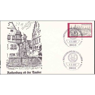 پاکت مهر روز تمبر روتنبورگ او در تاوبر -  2 - جمهوری فدرال آلمان 1969