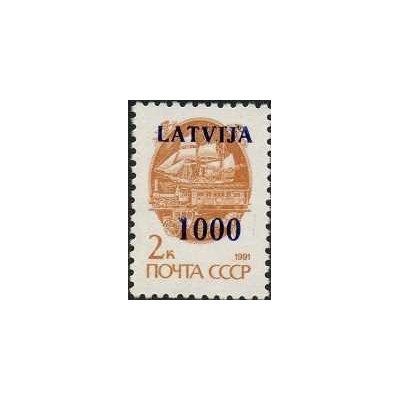 1 عدد  تمبر سری پستی - سورشارژ روی سری پستی شوروی - 1000 - لتونی 1991