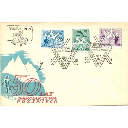 پاکت مهر روز تمبر ورزش اسکی در لهستان - لهستان 1957 پاکت مهر روز تمبر ورزش اسکی در لهستان - لهستان 1957