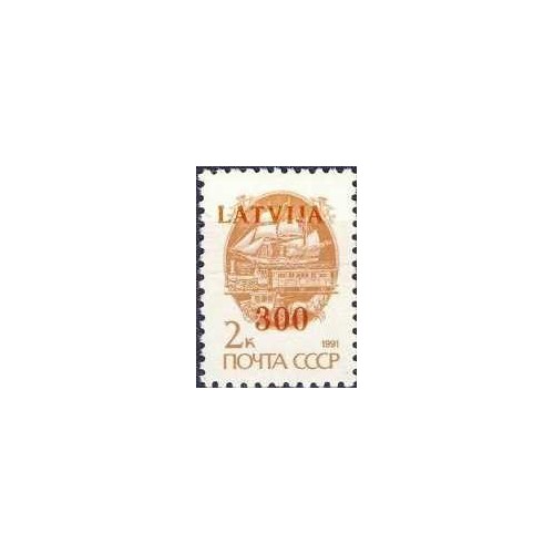 1 عدد  تمبر سری پستی - سورشارژ روی سری پستی شوروی - 300 - لتونی 1991